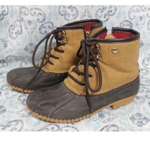 Tommy‎ Hilfiger Womens Duck Boots Tan Suede Waterproof Rubber Size 7